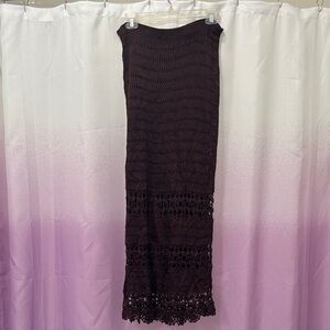🆕🛍️ Chico's Dark Brown Crochet Lined Maxi Skirt